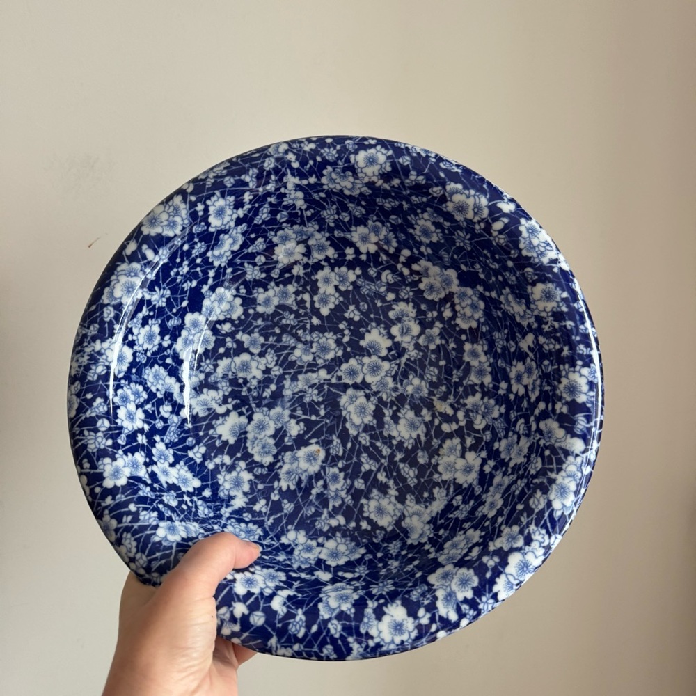 Antique Victoria Ware Ironstone Pitcher and Basin Blue Cobalt Floral Decor Bath - Picture 5 of 10